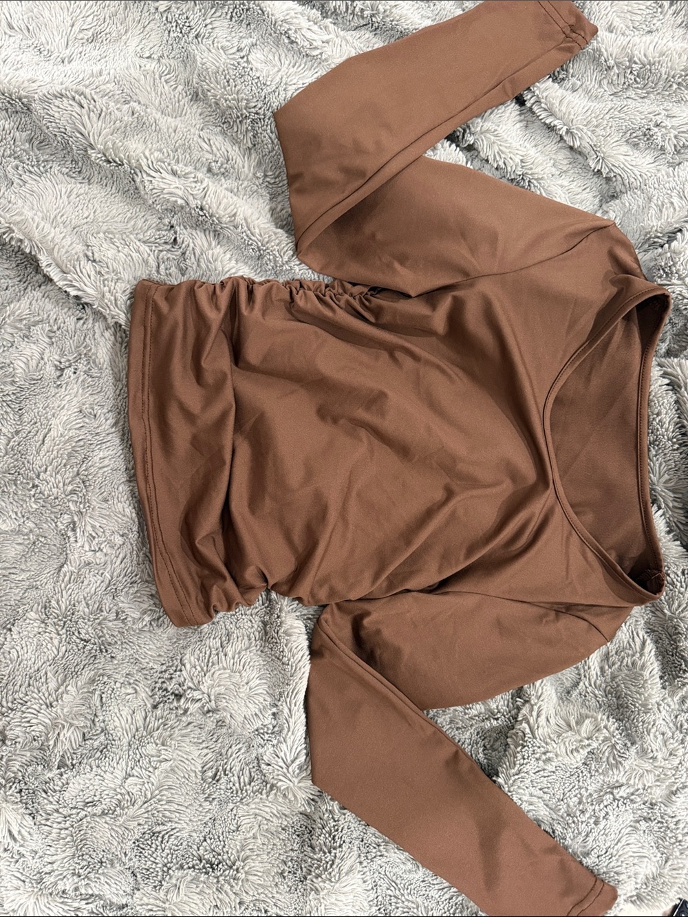 SHEIN Brown Long Sleeve Crop Top